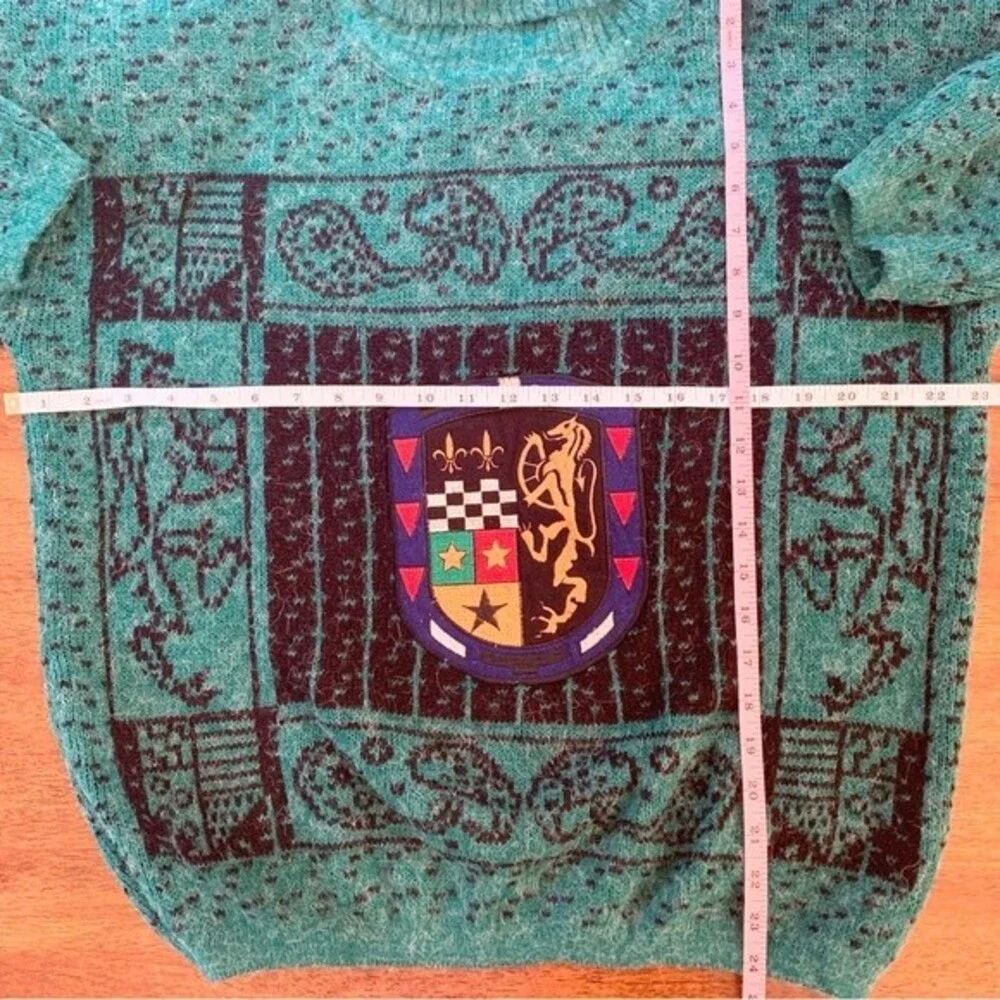 VTG Tampa 80's Turtleneck Ski Winter Sweater Emobroidered Crest M/L - Picture 7 of 9